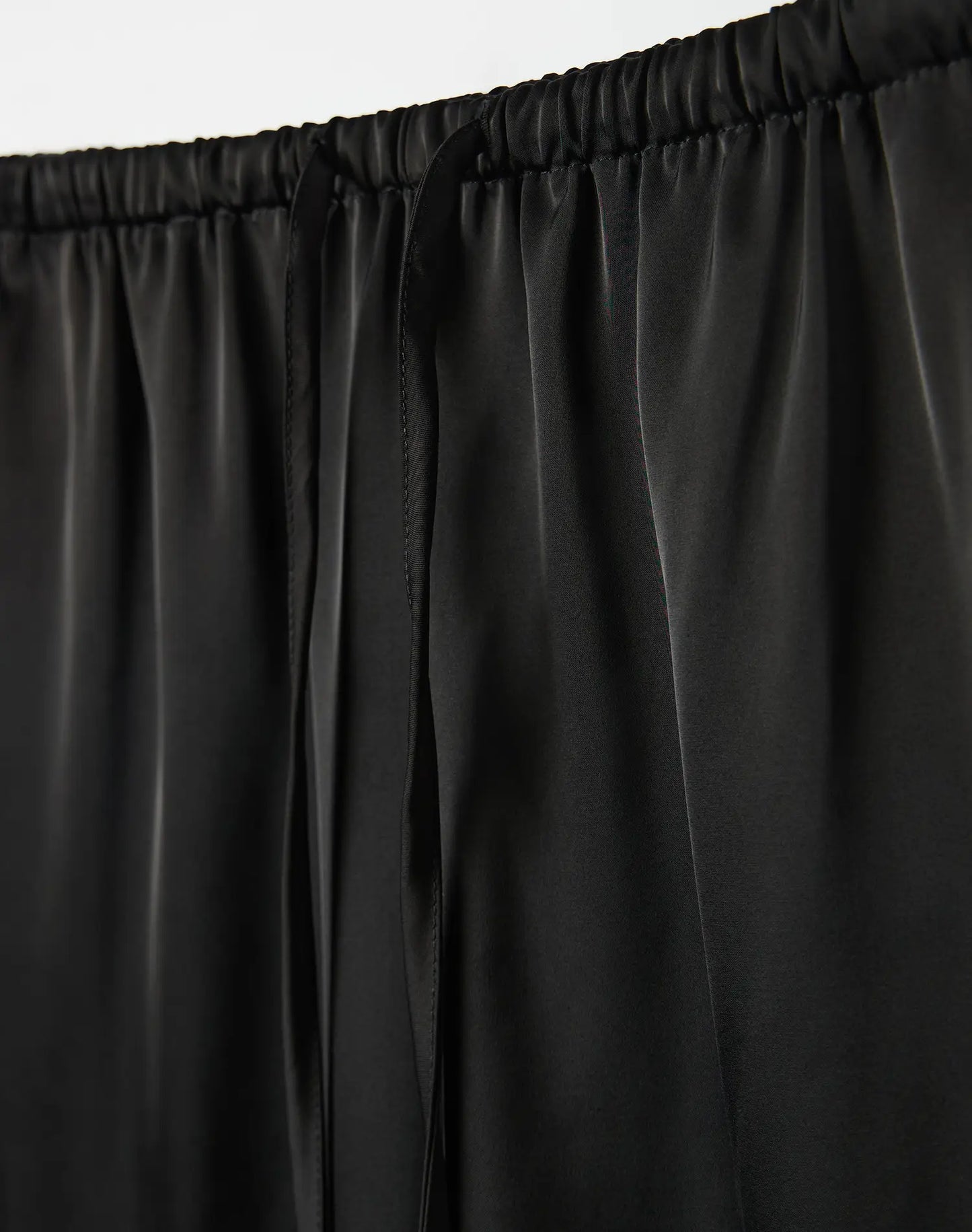 Tie Waist Wide Leg Satin Silk Trousers