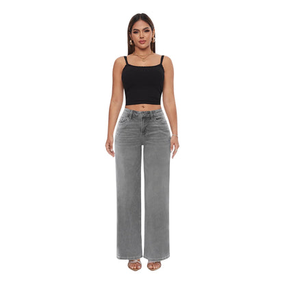 Mid-Low Rise Wide Leg Jeans