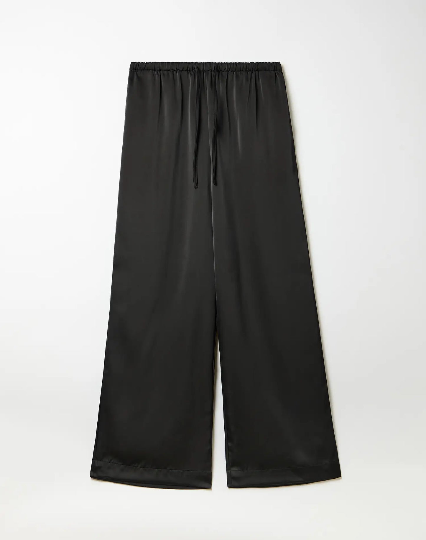 Tie Waist Wide Leg Satin Silk Trousers