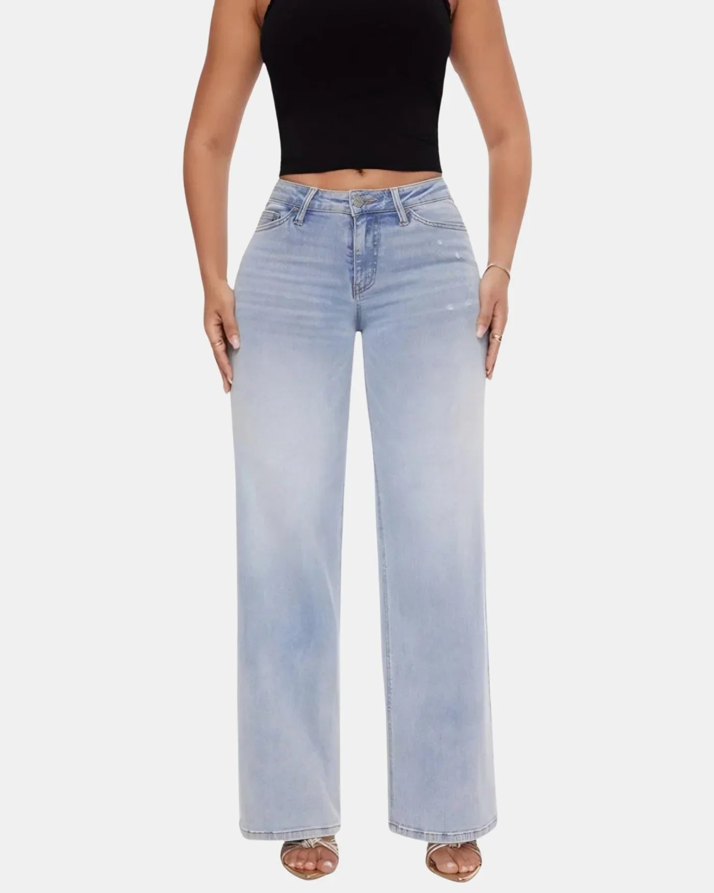 Mid-Low Rise Wide Leg Jeans